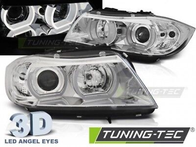Coppia Set Fari Fanali Tuning E90/E91 03.05-08.08 3D U-TYPE Cromato Alogeni H7