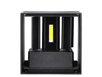 Applique Led Quadrata Da Parete 12W 3000K Carcassa Nera IP54 Doppio