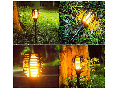 Kit 4 Lampade Solare a Led 1W 2200K Forma di Torcia Effetto Fiamma IP44 Per Gia