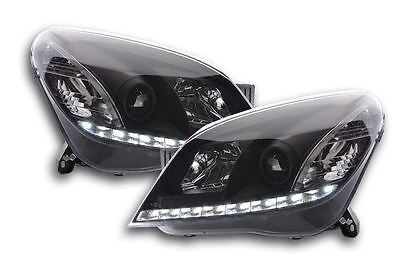 Coppia Fari Fanali Anteriori Tuning Dayline Luci Diurne H 04'-10 nero