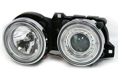 Coppia Fari Fanali Anteriori Angel Eyes serie 3er E30 Cromati 1982 > 1984
