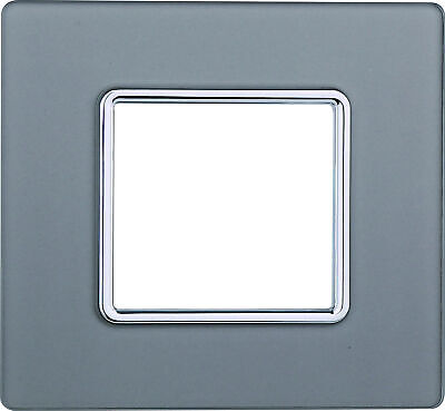 ETTROIT Placca In Vetro Serie Solar 2P Colore Silver Compatibile Con Bticino