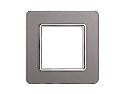 ETTROIT Placca In Vetro Serie Starlight 2P Colore Silver Compatibile Con Vimar