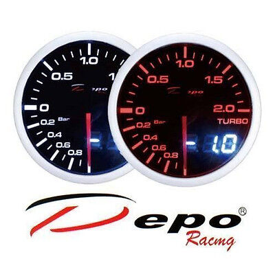 Manometro Strumento 52mm DEPO Pressione Turbo -1+2 BAR Digitale Ambra/Bianco