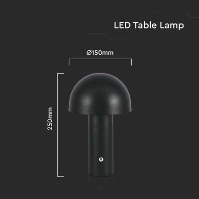 Lampada LED da Tavolo 3W con Batteria 1800mAh Ricaricabile USB C Colore Nero in
