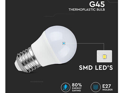 6 PZ Lampada A Led E27 G45 5.5W Caldo 2700K Forma Sfera Bulbo Palla 180 Gradi 2