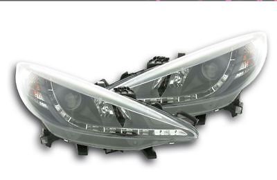 Coppia Fari Fanali Anteriori Tuning Dayline Luci Diurne 207 06-12 NERO