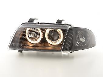 Coppia Fari Fanali Anteriori Tuning Angel Eyes A4 B5 95-99 nero H7+H7