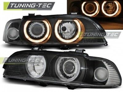 Coppia Fari Fanali Anteriori Tuning serie 5 E39 Angel Eyes 1995-2003 neri