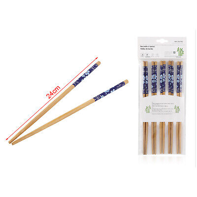 5 Paia Bacchette in Bamb&ugrave; Tradizionali Cinesi Motivo Floreale <ul><li>5