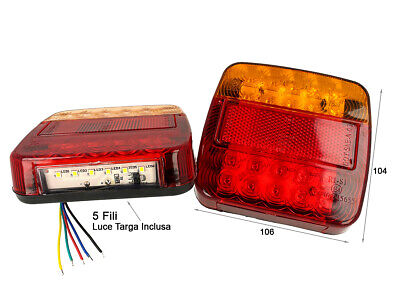 Kit Fanali Led Posteriori 24V 12V Con Luci Posizioni Stop Frecce Targa 4 In 1 P