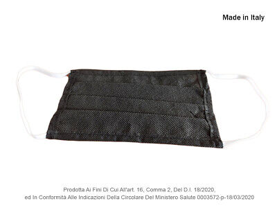 12 Pezzi Mascherina Tessuto TNT Colore Nero Made in Italy