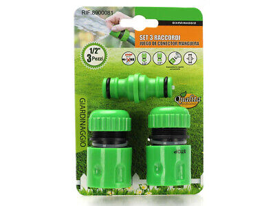 Kit 3 Pezzi Raccordo Giunzione Connettore Rapido + Adattatore Doppio Maschio