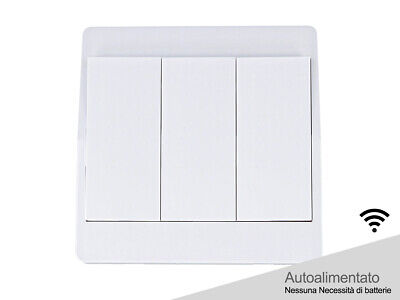Interruttore RF Wireless Telecomando Senza Batteria Pila 3 Tasti Impermeabile