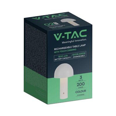 Lampada LED da Tavolo 3W con Batteria 1800mAh Ricaricabile USB C Colore Bianco