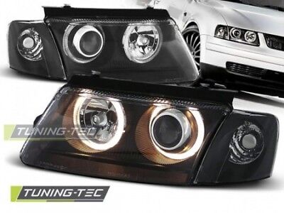 Coppia Fari Fanali Anteriori Tuning PASSAT B5 3B 11.96-08.00 ANGEL EYES Nero