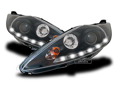 COPPIA Fari Fanale Anteriori Dayline LED Fiesta Mk7 (JA8) 2008 > 2012 Neri