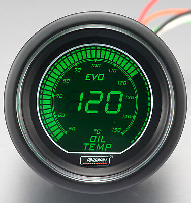 Manometro Strumento PROSPORT 52mm Temperatura Olio 50-150°C Verde/Bianco DIGITAL