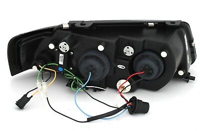 Coppia Fari Fanali Anteriori LED per Passat 3B Neri