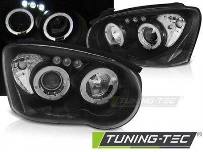 Coppia Fari Fanali Anteriori Tuning IMPREZA II GD 03-05 ANGEL EYES Nero