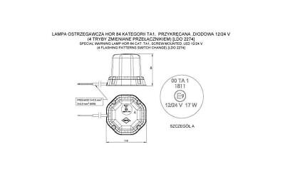 Girofaro LED 12V-24V IP68 ECE (4 impostazioni, giallo, senza calamita, cavo 1,4