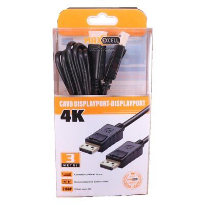 Cavo DisplayPort Placcato in Oro 4K UltraHD Audio e Video Alta Definizione