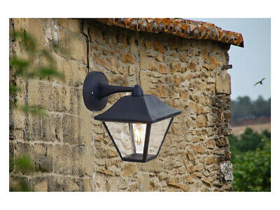 Lampada da Muro a Lanterna Giardino in Vetro Attacco E27 Colore Nero Opaco IP44