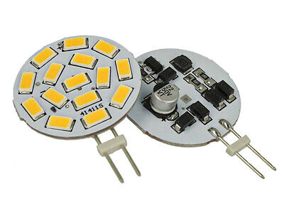 2 Pezzi Lampadine LED G4 Bispina DC AC 12V 24V 3,5W Bianco Caldo 3000K Con 15