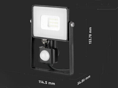 Faro Led Flood Light Slim 10W IP65 Neutro 4000K Carcassa Nera con Sensore PIR