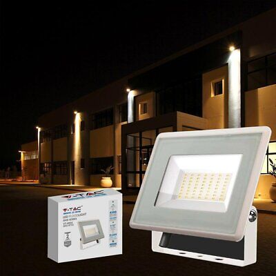 Faro Led Flood Light 50W 4300lm IP65 Slim 180x150x27mm Carcassa Bianca Luce