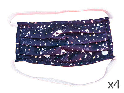 4 Mascherine Per Bambini Disegno Star Blu Sky Stella Made in Italy Tessuto TNT