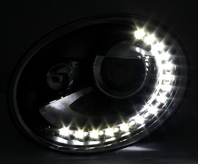 Coppia Fari Fanali Anteriori Tuning Beetle 5C 2011-2015 NERI Alogeni H7