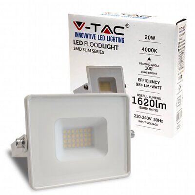 Faro Led Flood Light 20W 1620lm IP65 Slim 121X114X26mm Carcassa Bianca Luce
