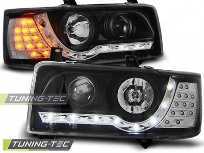 Coppia Fari Fanali Anteriori Tuning T4 90-03.03 TRANSPORTER DAYLIGHT Nero LED