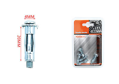 5 pcs Tasselli a Espansione in Metallo con Viti &Oslash;4x20mm <ul><li>Tasselli