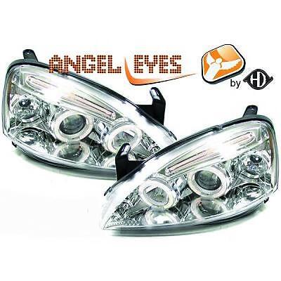Coppia fari fanali anteriori TUNING CORSA 00-06 chrome new model con anel