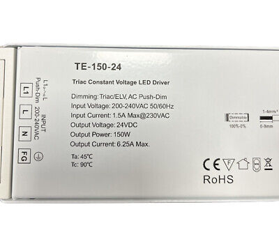 Alimentatore Dimmerabile CV 24V 150W Triac ELV Pulsante N.O. Varialuce Su 220V
