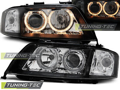 HEADLIGHTS ANGEL EYES BLACK fits A6 05.97-06.01