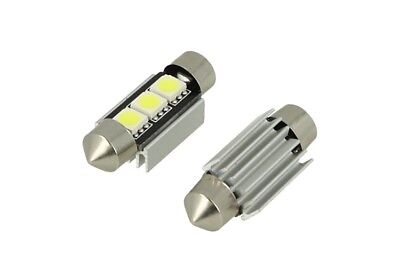 COPPIA 24V Lampada Led Siluro Canbus T11 C5W 36mm 3 SMD 5050 Bianco Dissipatore