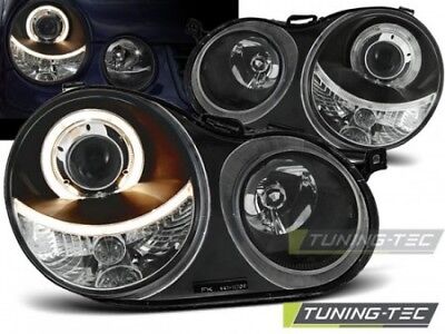 Coppia Fari Fanali Anteriori Tuning POLO 9N 11.01-04.05 ANGEL EYES Nero H7 + H7