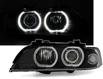 Coppia Fari Fanali Anteriori TUNING E39 95-00 Angel Eyes NERI H7/H7