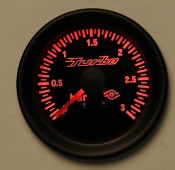 Manometro Strumento Road Italia Retroilluminato Pressione Turbo 0 +3 BAR Rosso