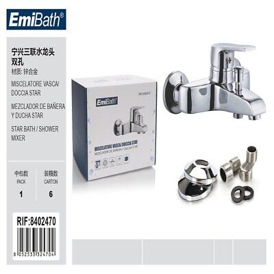 Kit Rubinetto Vasca Doccia Miscelatore A Muro Monoleva Acqua Calda e Fredda