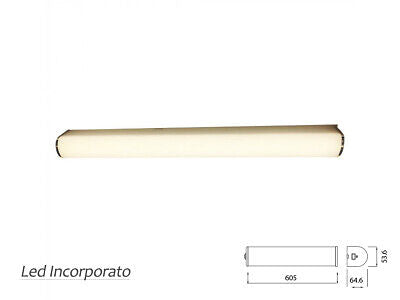 Applique Lampada Led Da Parete Moderna 10W Tappo Cromato Lunghezza 605mm 4000K