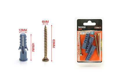 Kit 3 pcs Tasselli &Oslash;12x60mm Con Viti 6x60mm <ul><li>Kit Ø12x60mm