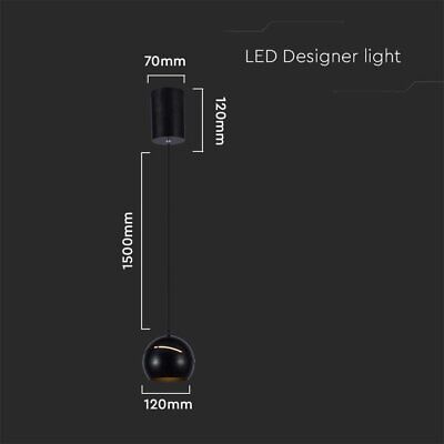 Lampadario LED a Sospensione 8.5W 850lm Forma di Campana Colore Nero D120mm