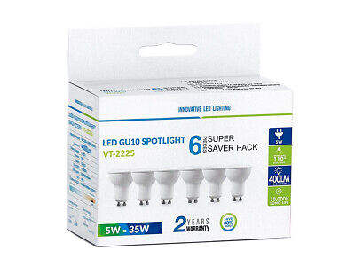 6 PZ Lampada Led GU10 5W 220V 110 Gradi Bianco Caldo 3000K Diffusore Opale SKU-