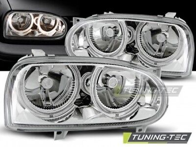 Coppia Fari Fanali Anteriore Tuning GOLF 3 III 09.91 - 08.97 ANGEL EYES Cromato