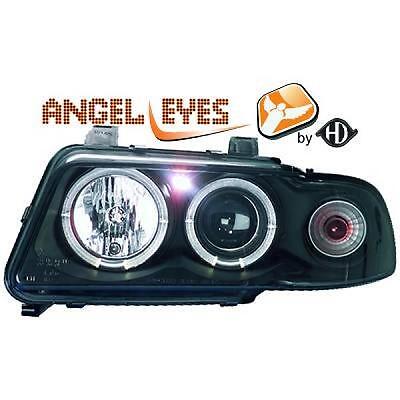 Coppia Fari Fanali Anteriori Tuning A4 94-99 nero con anelli ANGEL EYES di