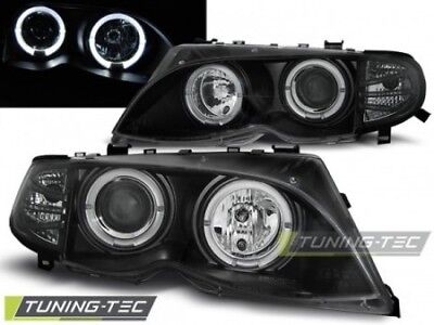 Coppia Fari Fanali Anteriori Tuning E46 09.2001-03.2005 ANGEL EYES Nero Alogeni